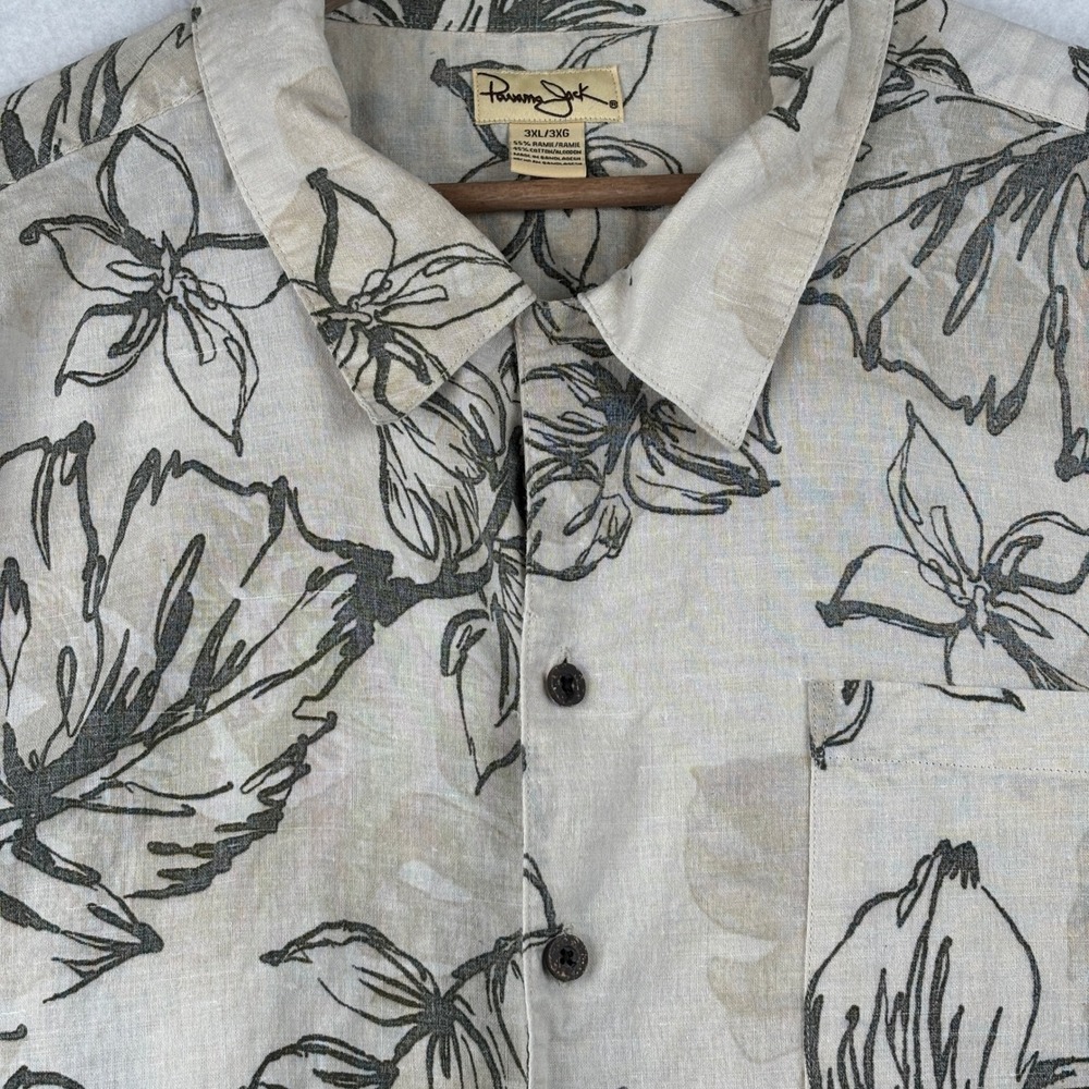 Panama Jack Shirt Mens 3XL Ramie Cotton Floral Tropical‎ Button Down - Picture 2 of 7